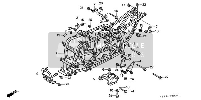 Honda TRX250R 1989 Cuerpo del marco (2) para un 1989 Honda TRX250R