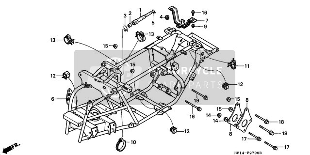 90690GHB671, Clip, Cable, 25mm, Honda, 1