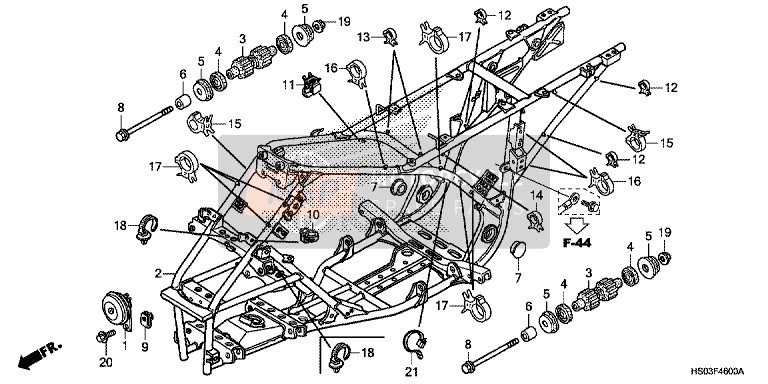 Honda TRX250TM 2016 Corpo del telaio per un 2016 Honda TRX250TM