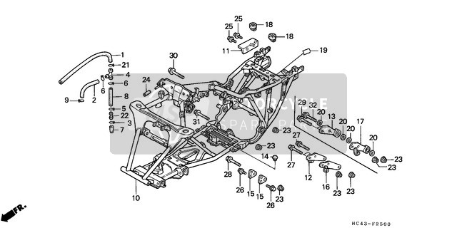 Honda TRX300FW 1988 Corpo del telaio per un 1988 Honda TRX300FW