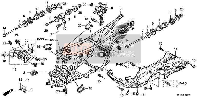 Honda TRX500FE1 2017 Corpo del telaio per un 2017 Honda TRX500FE1