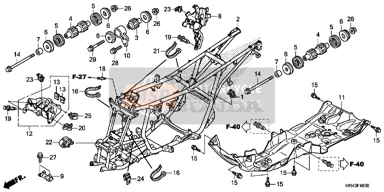 Honda TRX500FE2 2014 Cuerpo del marco para un 2014 Honda TRX500FE2