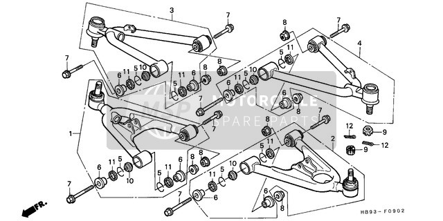 Honda TRX250R 1989 Braccio anteriore (3) per un 1989 Honda TRX250R