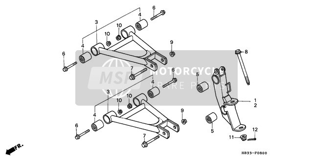 Honda TRX200SX 1986 Bras avant pour un 1986 Honda TRX200SX