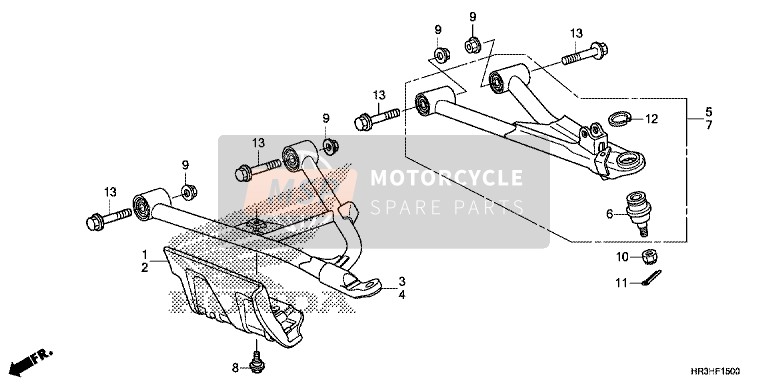 Honda TRX420FE1 2017 Braccio anteriore per un 2017 Honda TRX420FE1