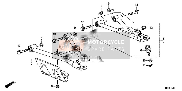 Honda TRX500FA5 2017 Braccio anteriore per un 2017 Honda TRX500FA5