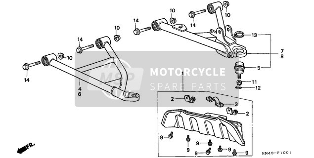 Honda TRX300FW 1996 Braccio anteriore/Davanti Guardia per un 1996 Honda TRX300FW