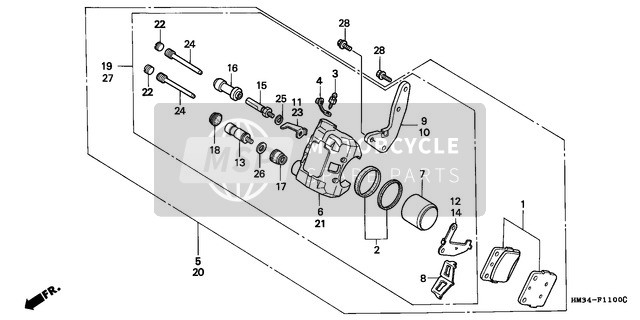 Honda TRX300EX 1998 Front Brake Caliper for a 1998 Honda TRX300EX