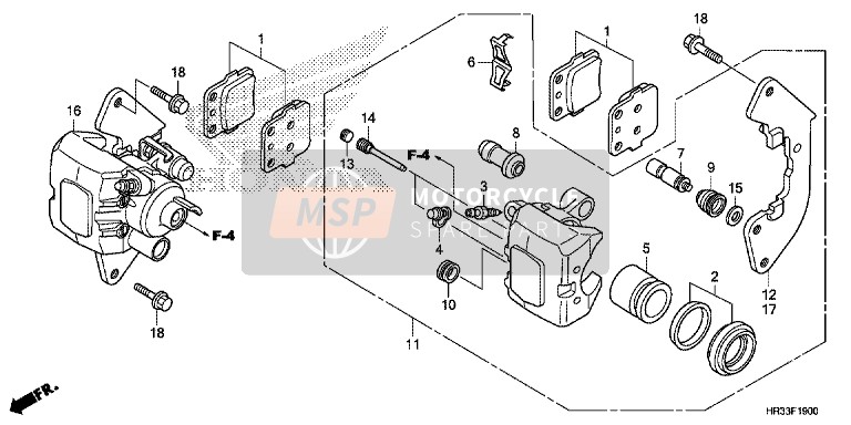 Honda TRX420FA2 2014 Pinza freno anteriore per un 2014 Honda TRX420FA2