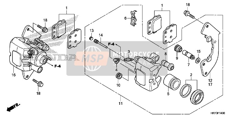 Honda TRX420FA6 2017 Pinza de freno delantero para un 2017 Honda TRX420FA6