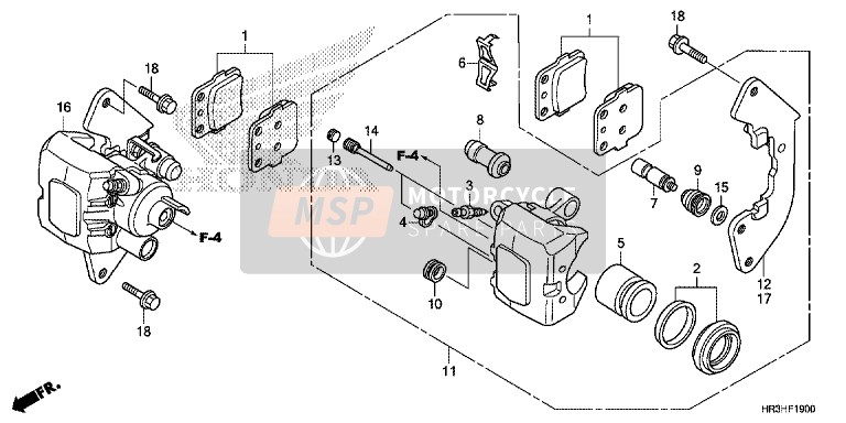 Honda TRX420FE1 2017 Pinza de freno delantero para un 2017 Honda TRX420FE1