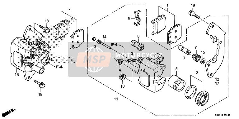 Honda TRX500FM5 2016 Pinza de freno delantero para un 2016 Honda TRX500FM5