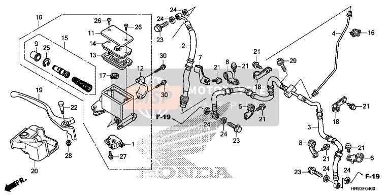 Honda TRX500FA5 2016 Maître-cylindre de frein avant pour un 2016 Honda TRX500FA5