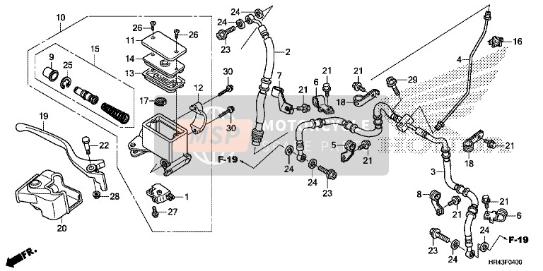 Honda TRX500FE2 2014 Maître-cylindre de frein avant pour un 2014 Honda TRX500FE2
