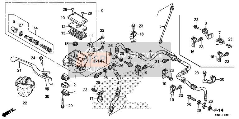 Honda TRX500FPA 2014 Front Brake Master Cylinder for a 2014 Honda TRX500FPA