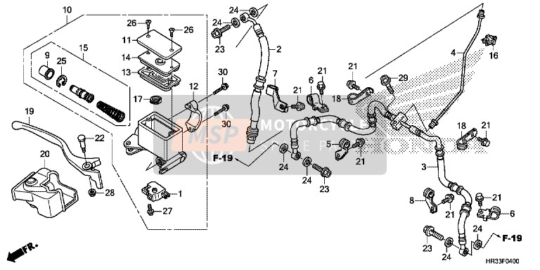 Honda TRX420FA2 2014 Maître-cylindre de frein avant pour un 2014 Honda TRX420FA2