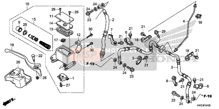 Honda TRX420TM1 2014 Front Brake Master Cylinder for a 2014 Honda TRX420TM1