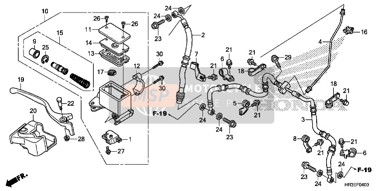 Honda TRX420TM1 2015 Front Brake Master Cylinder for a 2015 Honda TRX420TM1