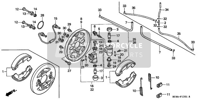 Honda TRX300FW 1994 Panel de freno delantero (TRX300FW) para un 1994 Honda TRX300FW