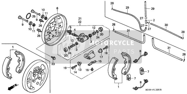 Honda TRX300 1992 Pannello freno anteriore per un 1992 Honda TRX300