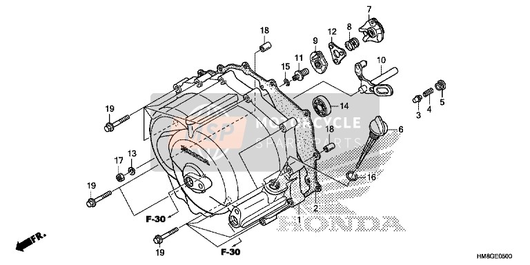 Honda TRX250TM 2014 Vorderseite Kurbelgehäuse Abdeckung (TRX250TM) für ein 2014 Honda TRX250TM