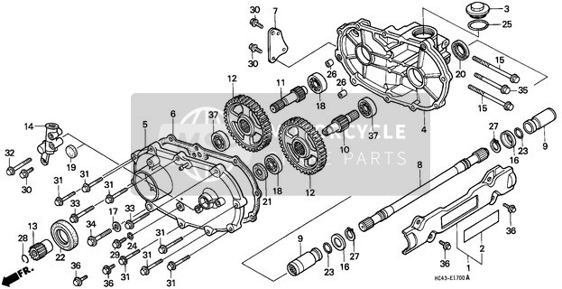 Honda TRX300FW 1990 Arbre d'entraînement avant (TRX300FW) pour un 1990 Honda TRX300FW