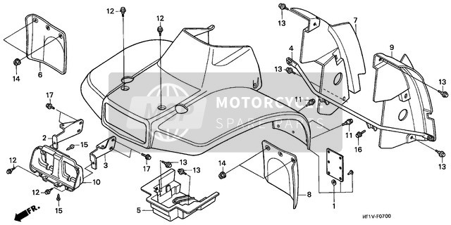 Honda TRX200D 1997 Front Fender for a 1997 Honda TRX200D