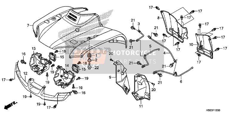 Honda TRX250TM 2016 Voorspatbord voor een 2016 Honda TRX250TM