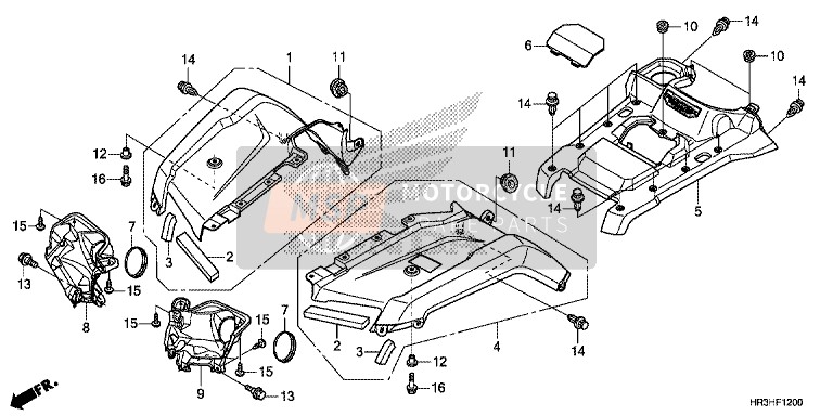 61200HR3M50ZB, Parafango,  Izq. Del. *G15, Honda, 0