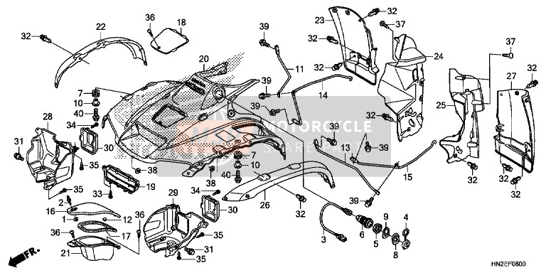 61140HP0A00ZF, Guide, Fr. Air *NH196 * (NH196 Ross White), Honda, 1