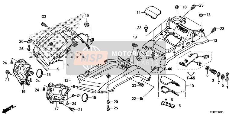 Honda TRX500FE1 2016 Garde-boue avant pour un 2016 Honda TRX500FE1