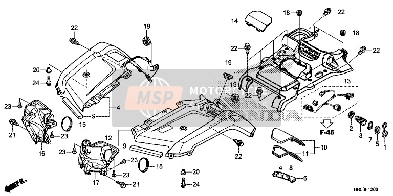 Honda TRX500FM5 2017 Parafango anteriore per un 2017 Honda TRX500FM5