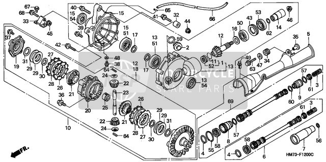 Honda TRX400FW 1996 Ingranaggio Finale anteriore (1) per un 1996 Honda TRX400FW