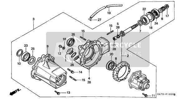 Honda TRX350 1990 Voorzijde differentieel voor een 1990 Honda TRX350