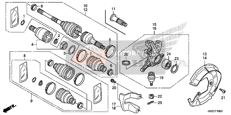 44250HR3A22, Shaft Set, R. Fr. Drive, Honda, 0