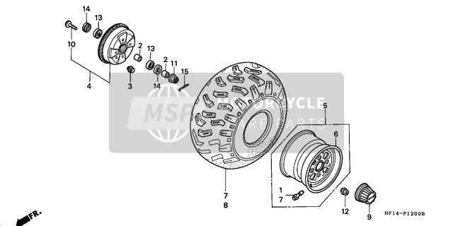 Honda TRX200D 1993 Front Wheel for a 1993 Honda TRX200D