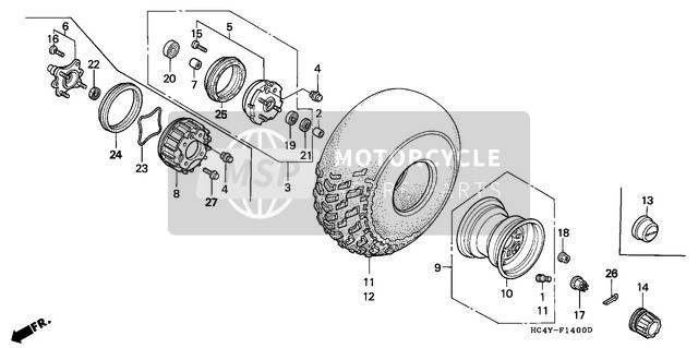 44732HA7670, Dop, Wielnaaf, Honda, 1