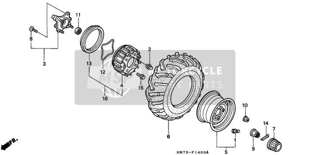 Honda TRX400FW 1996 Front Wheel for a 1996 Honda TRX400FW