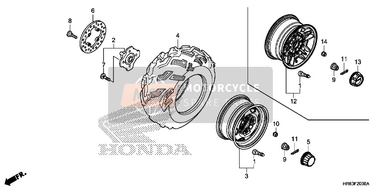 Honda TRX500FA6 2017 Rueda delantera para un 2017 Honda TRX500FA6