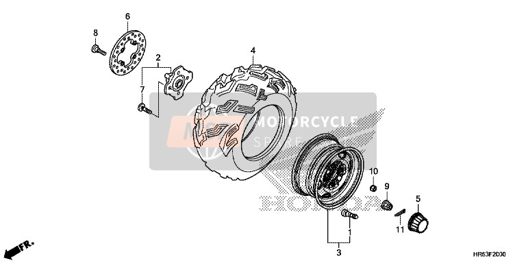 Honda TRX500FM5 2016 Ruota anteriore per un 2016 Honda TRX500FM5