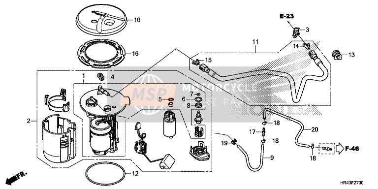 Honda TRX500FM2 2014 Pompa di benzina per un 2014 Honda TRX500FM2