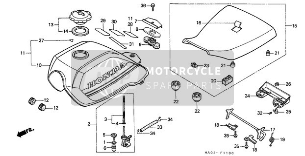 Honda ATC250ES 1985 Benzinetank/Zadel voor een 1985 Honda ATC250ES