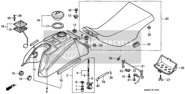 Honda TRX250 1985 Réservoir d'essence/Siège pour un 1985 Honda TRX250