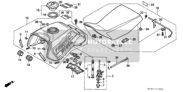 Honda TRX300FW 1989 Treibstofftank/Sitz für ein 1989 Honda TRX300FW