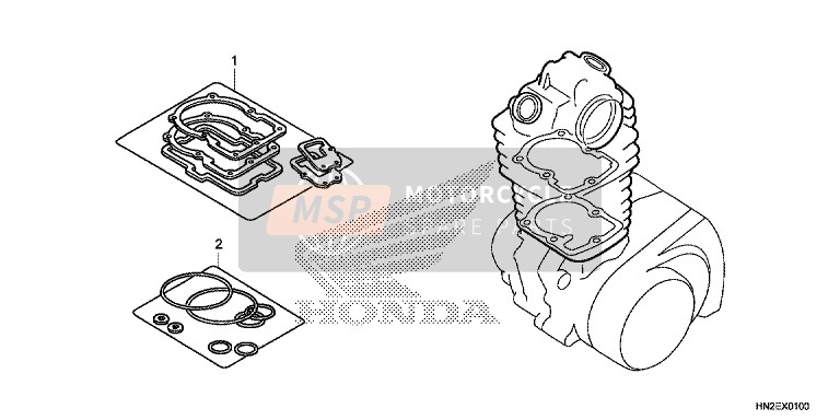 Honda TRX500FPA 2014 Pakkingset A voor een 2014 Honda TRX500FPA