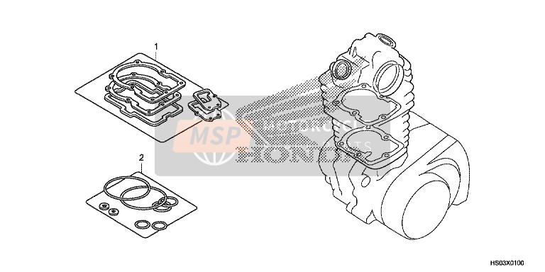 Honda TRX250TE 2016 Kit guarnizioni A per un 2016 Honda TRX250TE