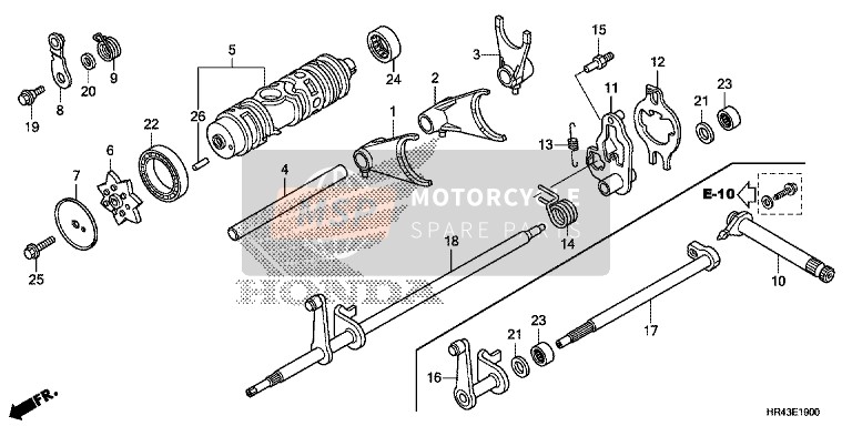 Honda TRX500FM1 2014 Forcella del cambio per un 2014 Honda TRX500FM1