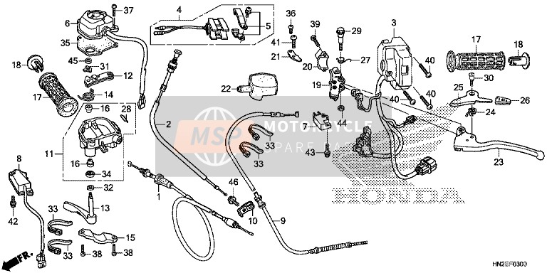 Honda TRX500FPA 2014 Handvat Hendel/ Schakelaar/ Kabel voor een 2014 Honda TRX500FPA