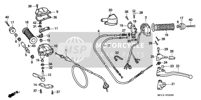 Honda TRX200 1990 Palanca de la manija/Cambiar/ Cable para un 1990 Honda TRX200