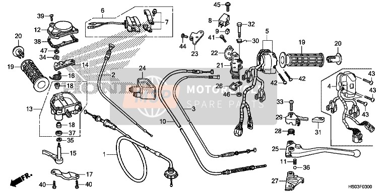 Honda TRX250TM 2016 Handvat Hendel/Schakelaar/Kabel voor een 2016 Honda TRX250TM